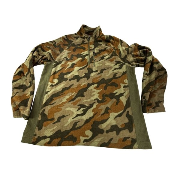 Starter Camo Fleece 1/4 zip Pullover Mens Large Chest Pocket Sweater Winter - Picture 1 of 7